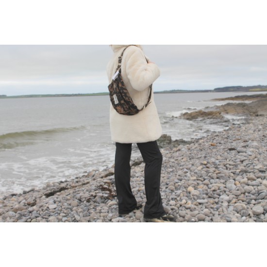 Giant bum bag black floral tapestry